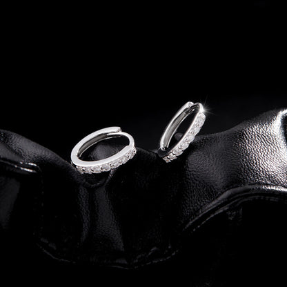Moissanite Pavé Sterling Silver Hoop Earrings
