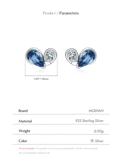Colorful Heart Sterling Silver Stud Earrings