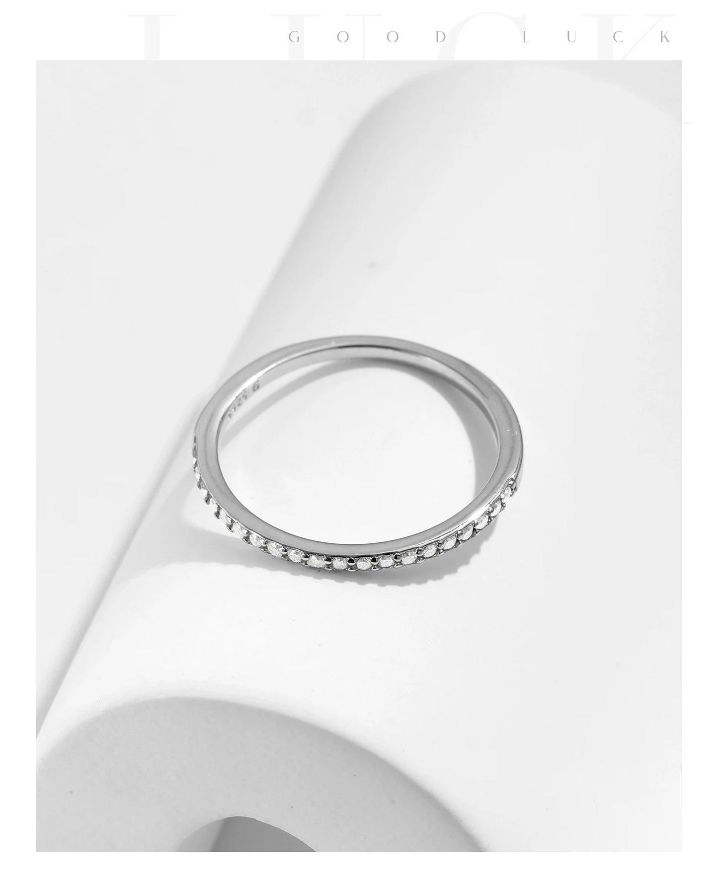 Moissanite Eternity Sterling Silver Band Ring