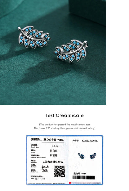 Turquoise Leaf Sterling Silver Stud Earrings