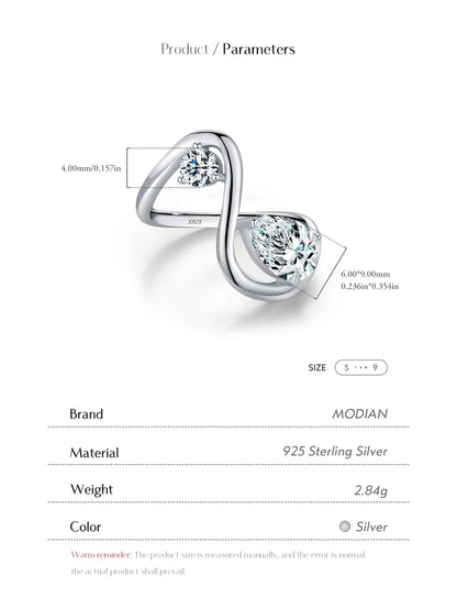 Sculptural Teardrop Zircon Sterling Silver Ring
