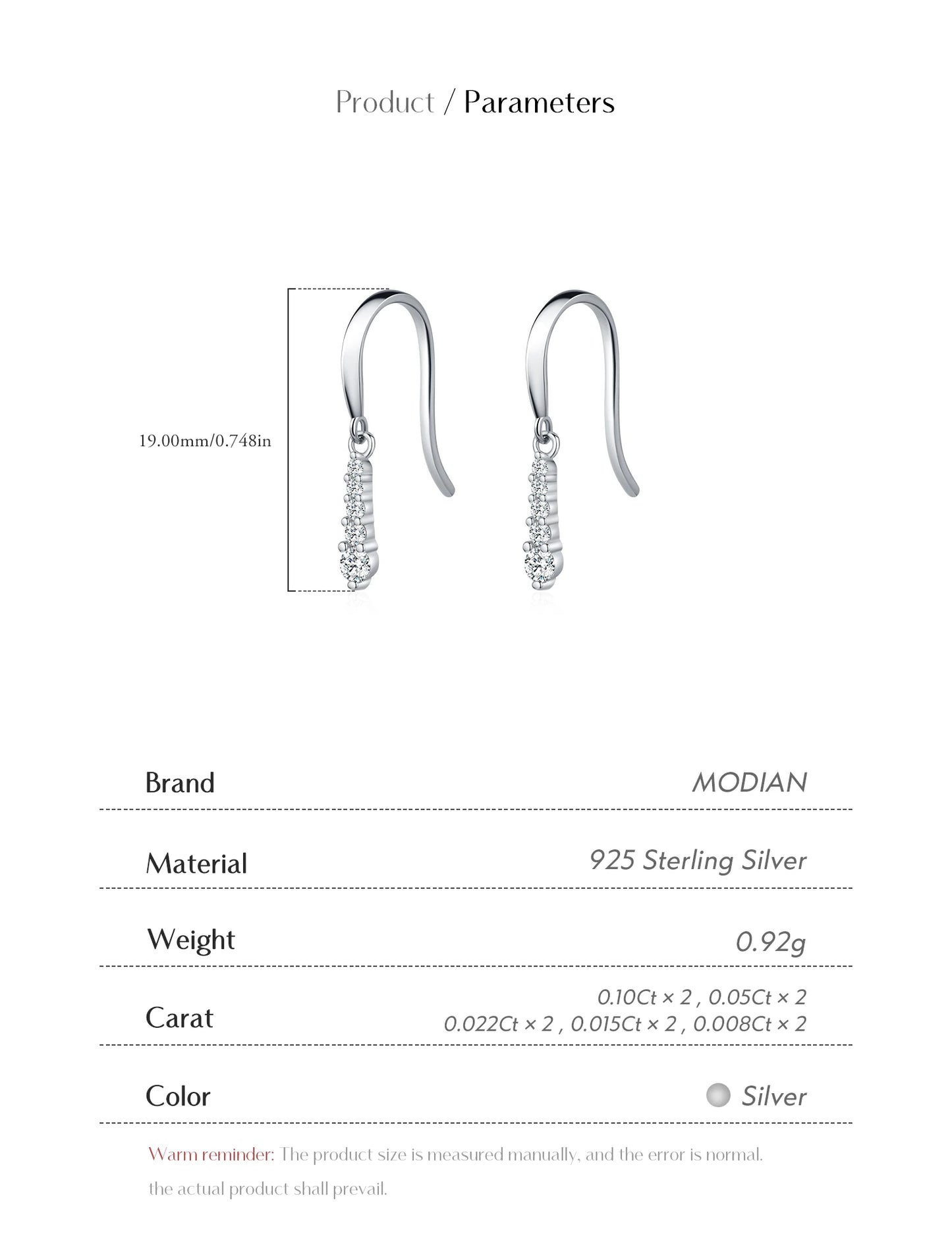 Graduated Moissanite Sterling Silver Drop Earrings