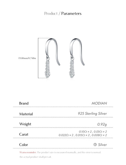 Graduated Moissanite Sterling Silver Drop Earrings