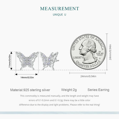 Opal-Style Butterfly Sterling Silver Stud Earrings