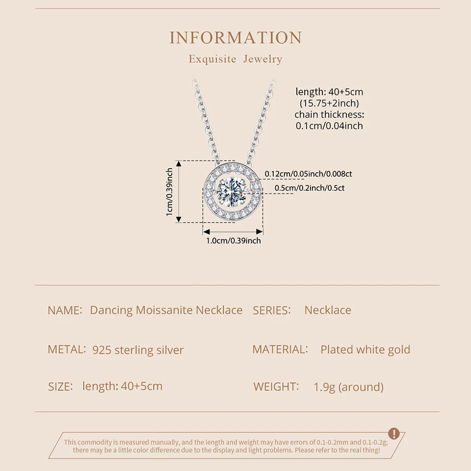 Dancing Halo Moissanite Sterling Silver Necklace