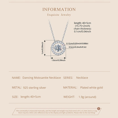Dancing Halo Moissanite Sterling Silver Necklace