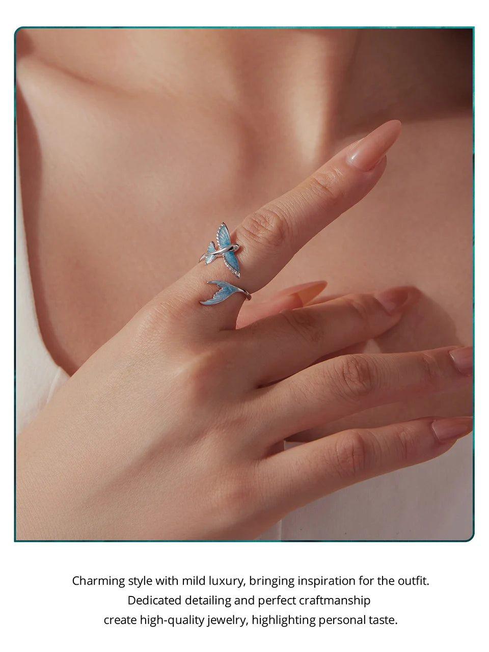 Hummingbird & Flower Sterling Silver Open Ring