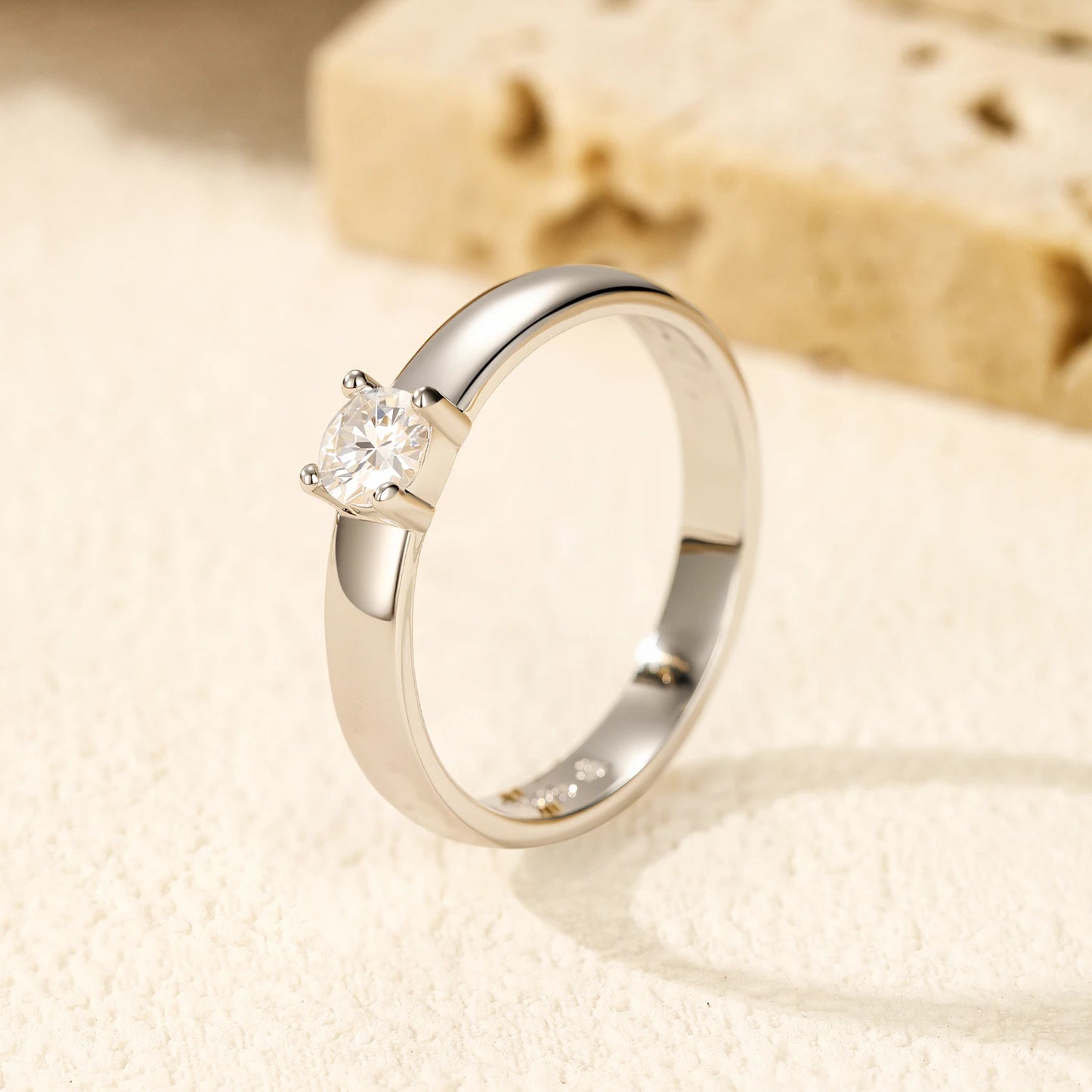 Classic Round Moissanite Sterling Silver Ring