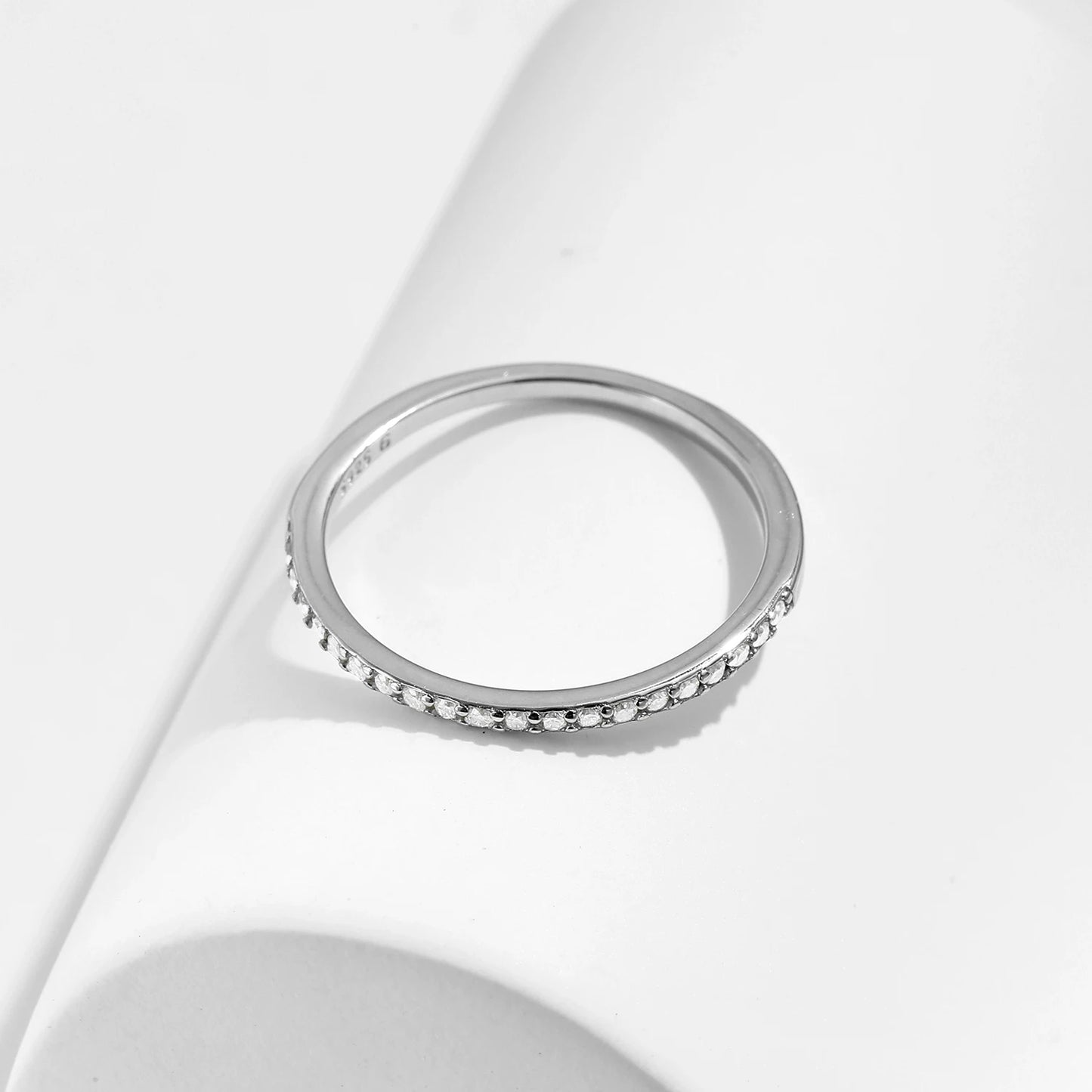 Moissanite Eternity Sterling Silver Band Ring