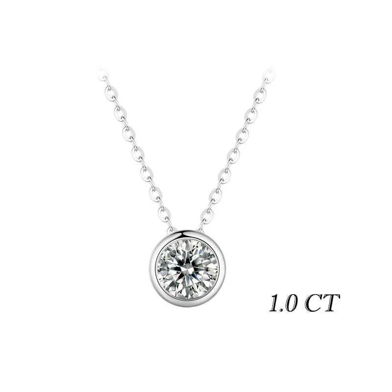 1ct Bezel Moissanite Sterling Silver Pendant Necklace