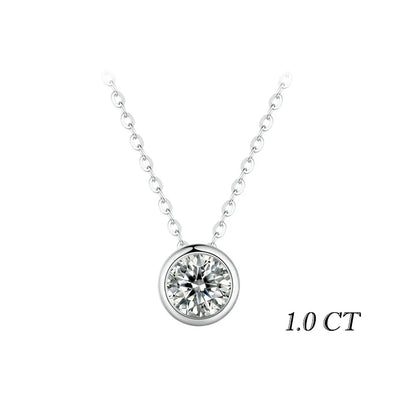 1ct Bezel Moissanite Sterling Silver Pendant Necklace