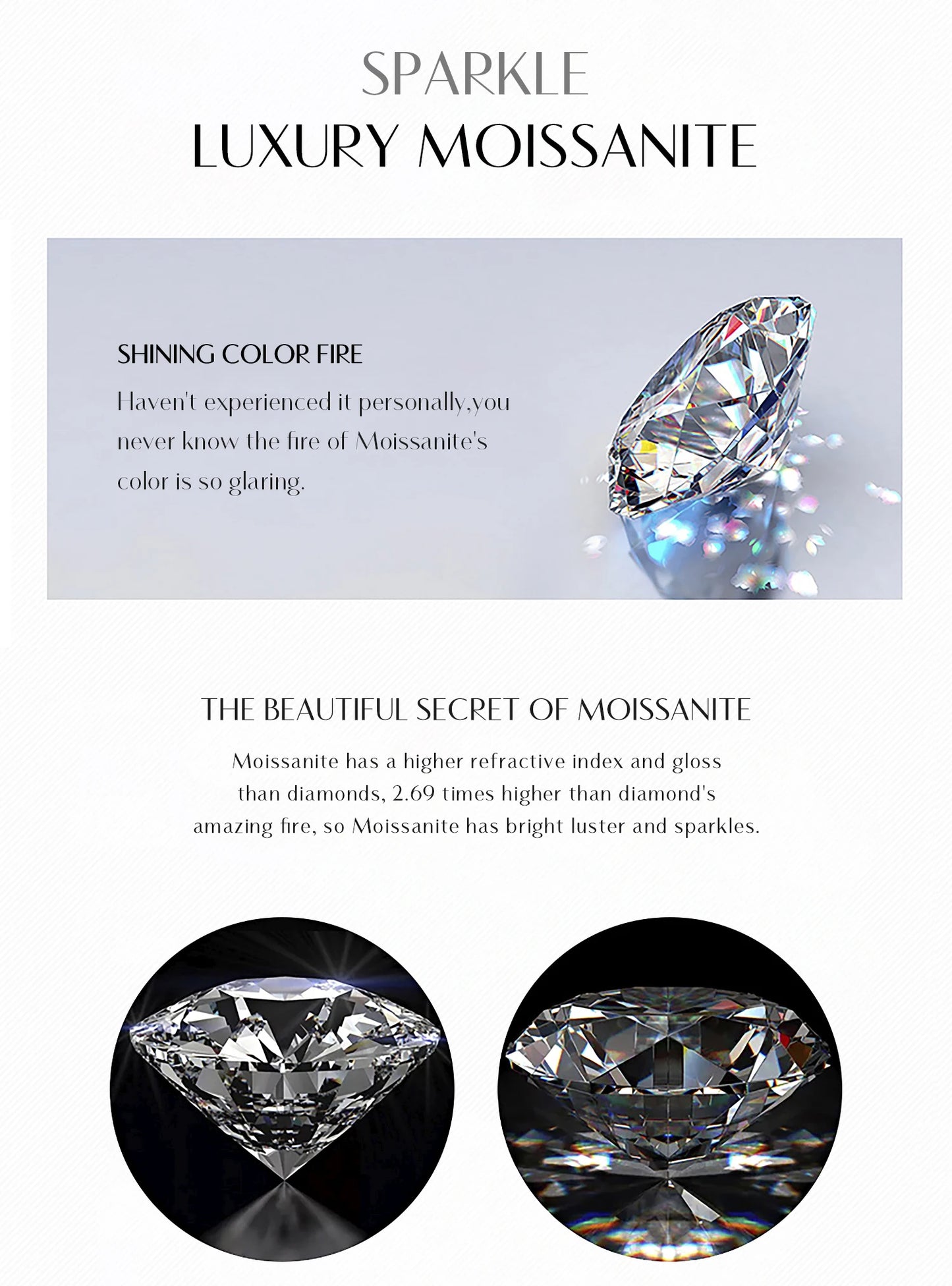 Classic Round Moissanite Sterling Silver Ring