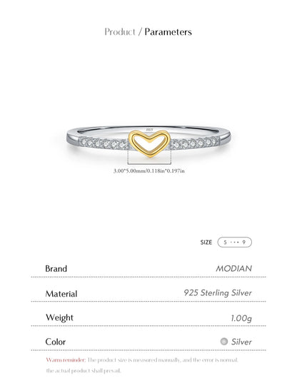 Gold-Tone Heart Pavé Sterling Silver Ring