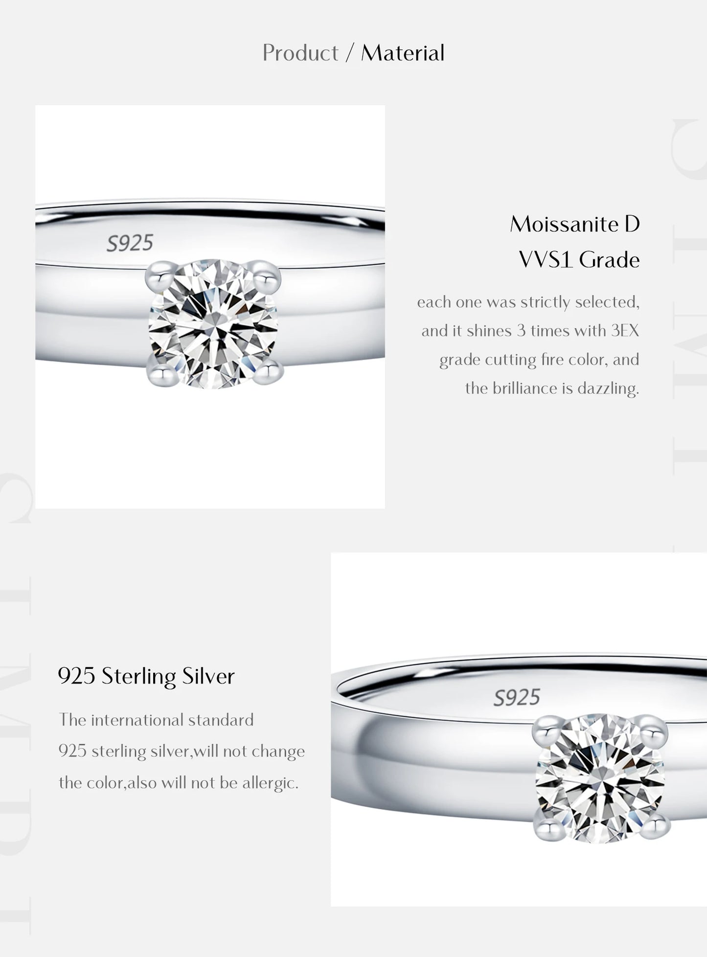 Classic Round Moissanite Sterling Silver Ring
