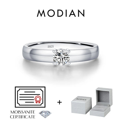 Classic Round Moissanite Sterling Silver Ring