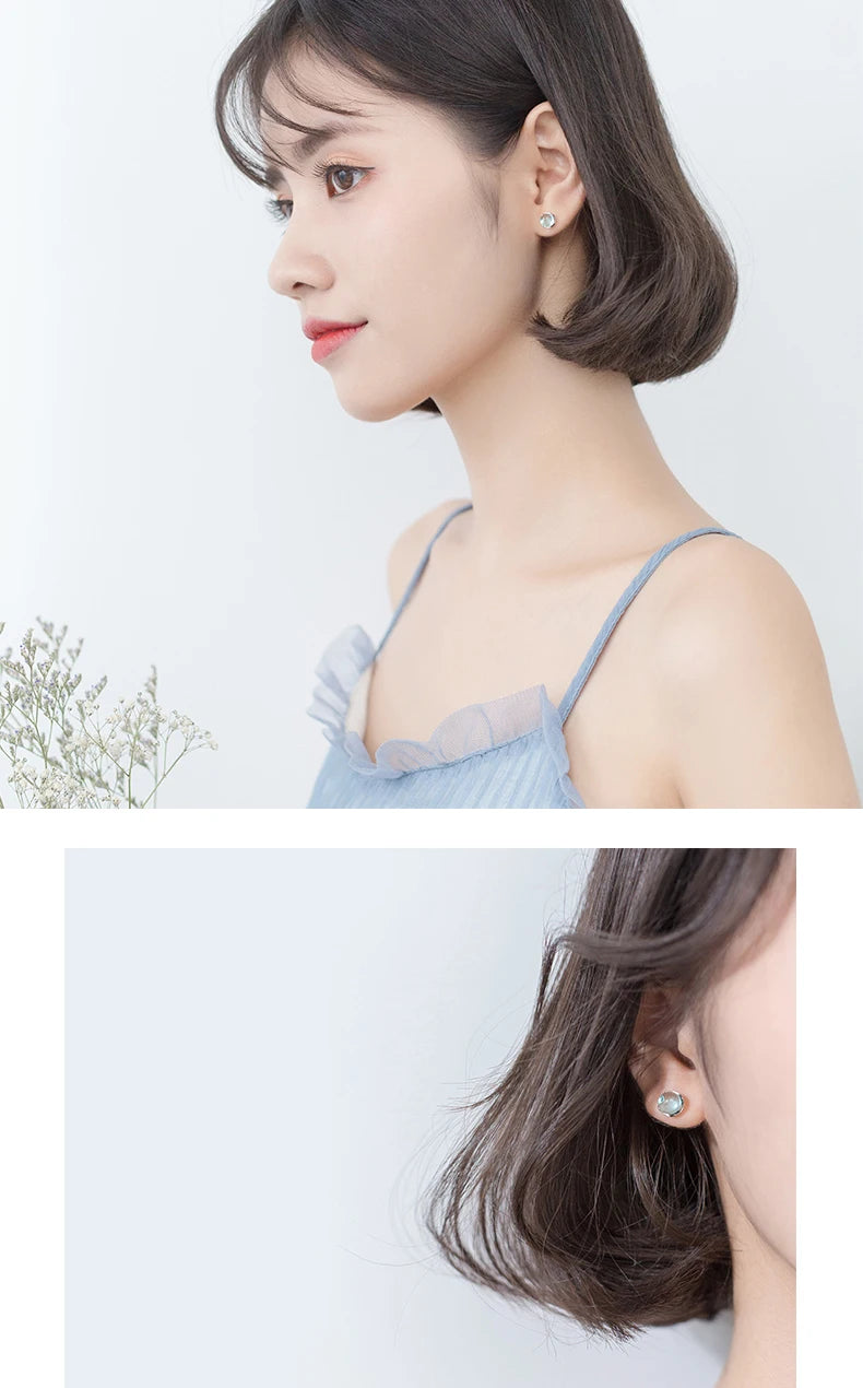 Sky Blue Crystal Sterling Silver Stud Earrings