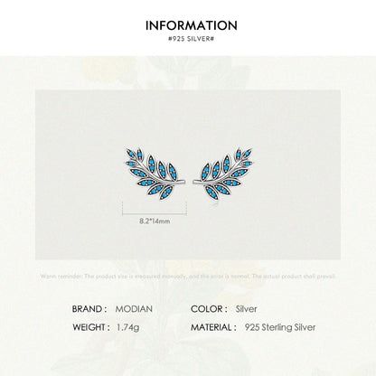 Turquoise Leaf Sterling Silver Stud Earrings