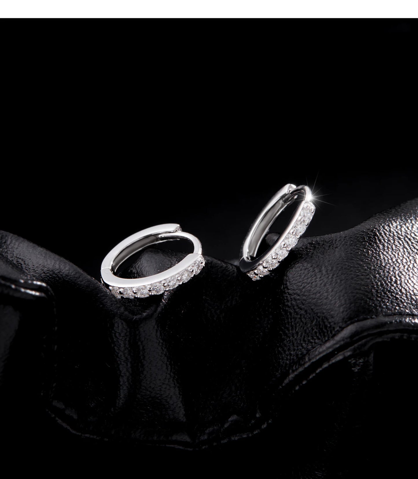 Moissanite Pavé Sterling Silver Hoop Earrings