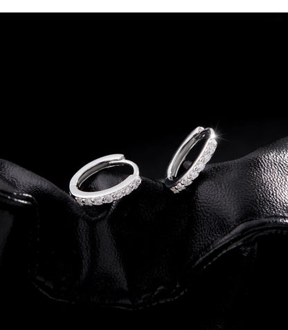 Moissanite Pavé Sterling Silver Hoop Earrings