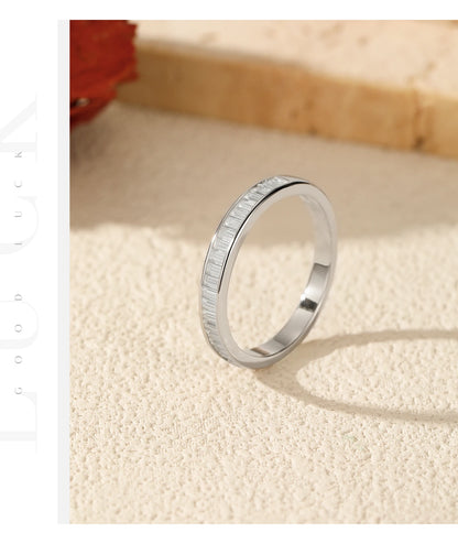 Baguette Moissanite Sterling Silver Eternity Band
