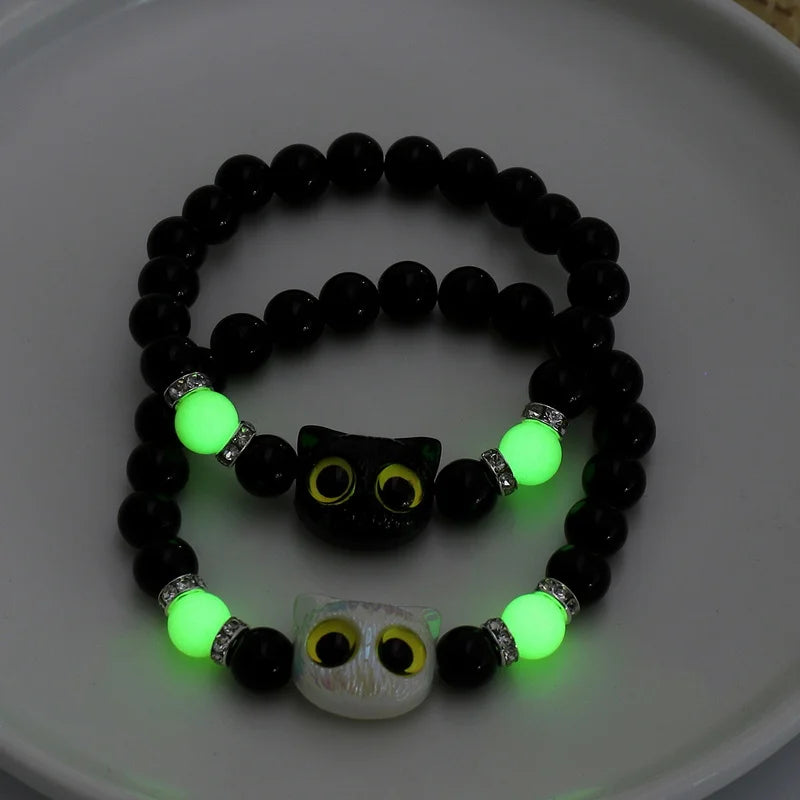 Luminous Cat Friendship Bracelet & Necklace Set