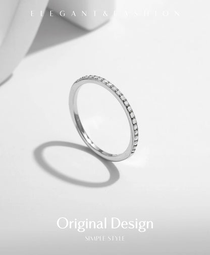 Moissanite Eternity Sterling Silver Band Ring