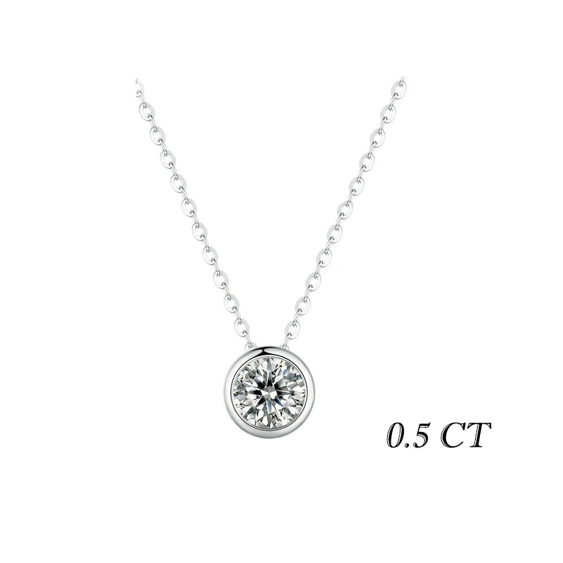1ct Bezel Moissanite Sterling Silver Pendant Necklace