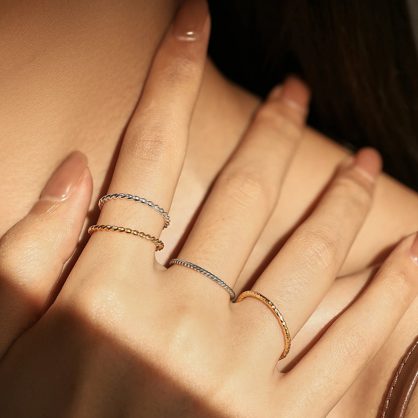 Faceted Stackable Sterling Silver Ring