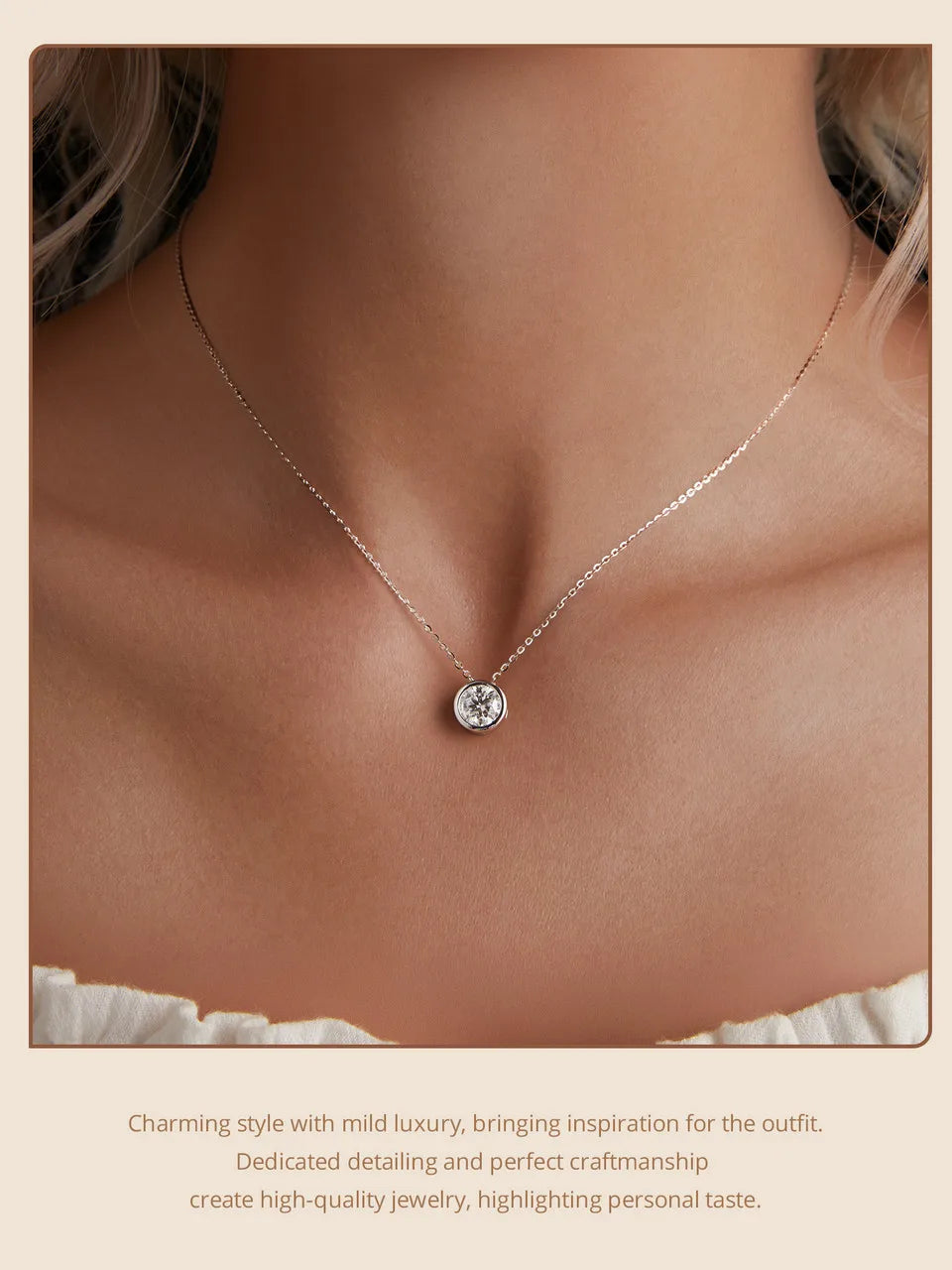 1ct Bezel Moissanite Sterling Silver Pendant Necklace
