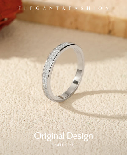 Baguette Moissanite Sterling Silver Eternity Band