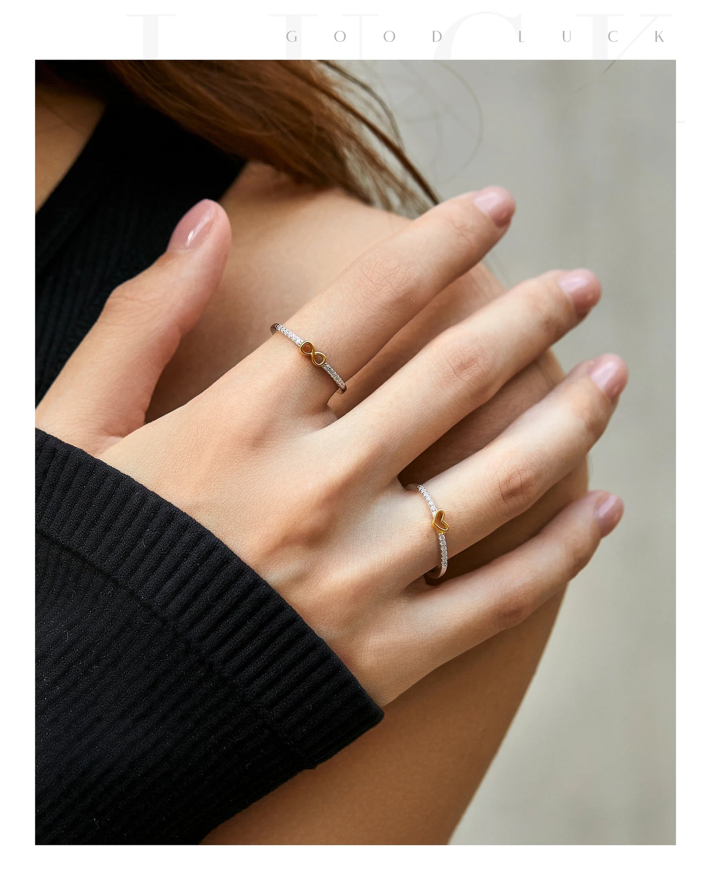 Gold-Tone Heart Pavé Sterling Silver Ring