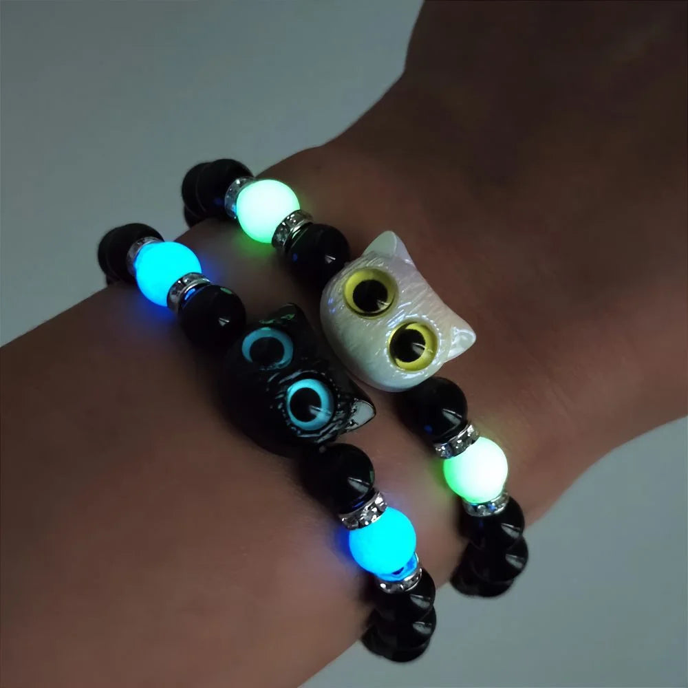 Luminous Cat Friendship Bracelet & Necklace Set