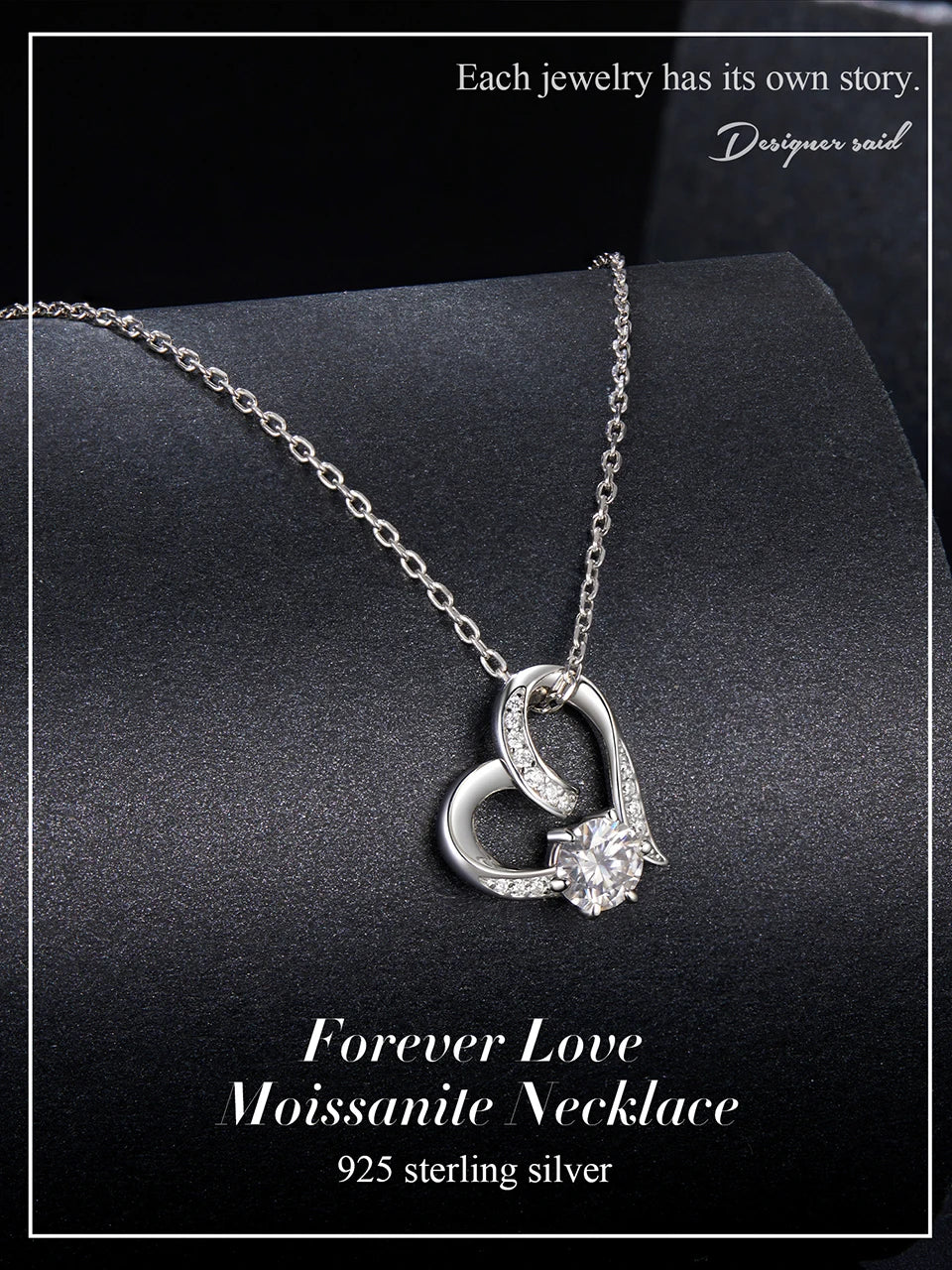 Moissanite Heart Pendant Necklace
