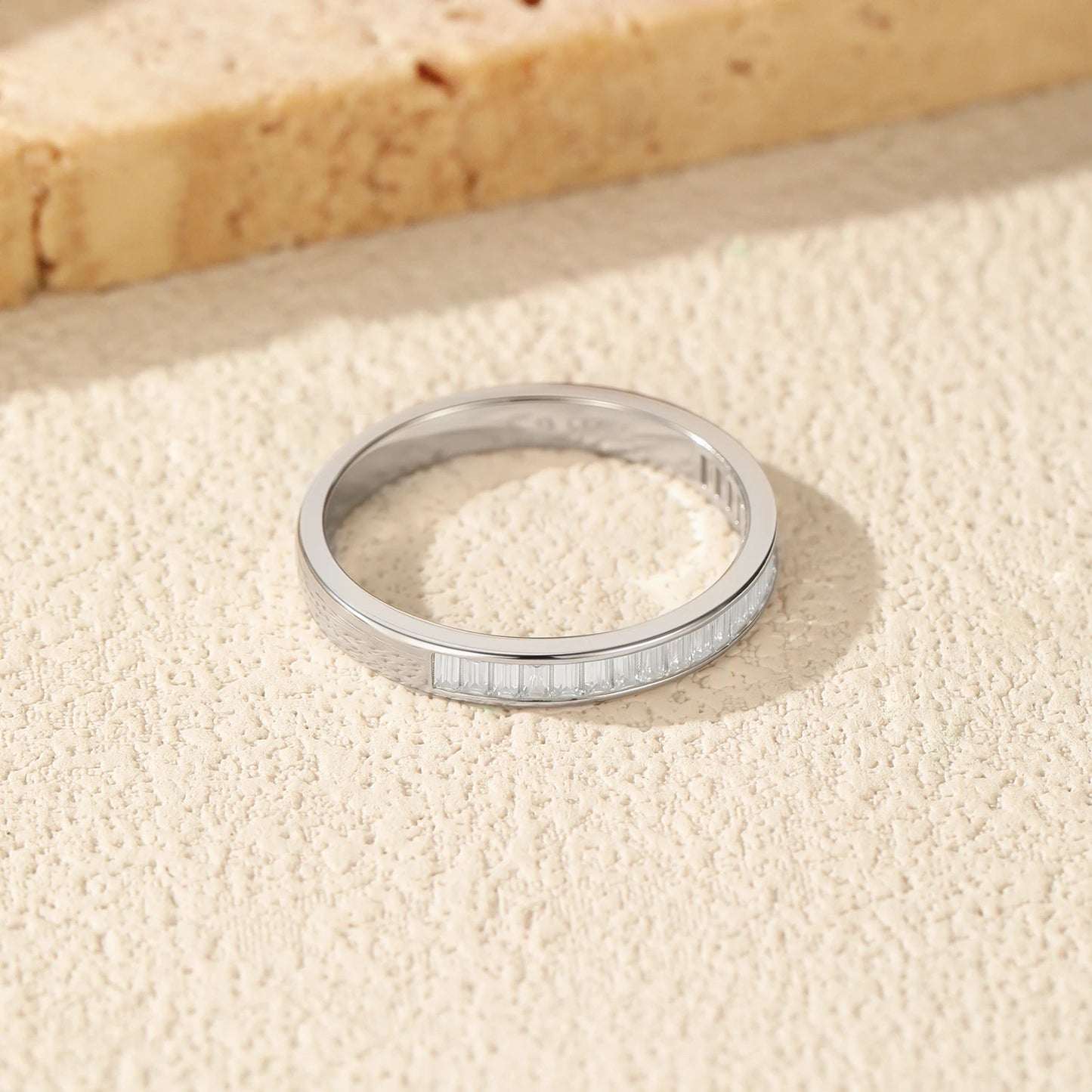 Baguette Moissanite Sterling Silver Eternity Band