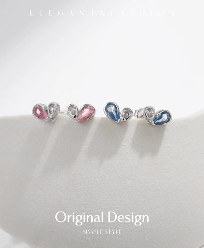 Colorful Heart Sterling Silver Stud Earrings