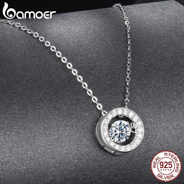 Dancing Halo Moissanite Sterling Silver Necklace