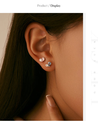 Colorful Heart Sterling Silver Stud Earrings