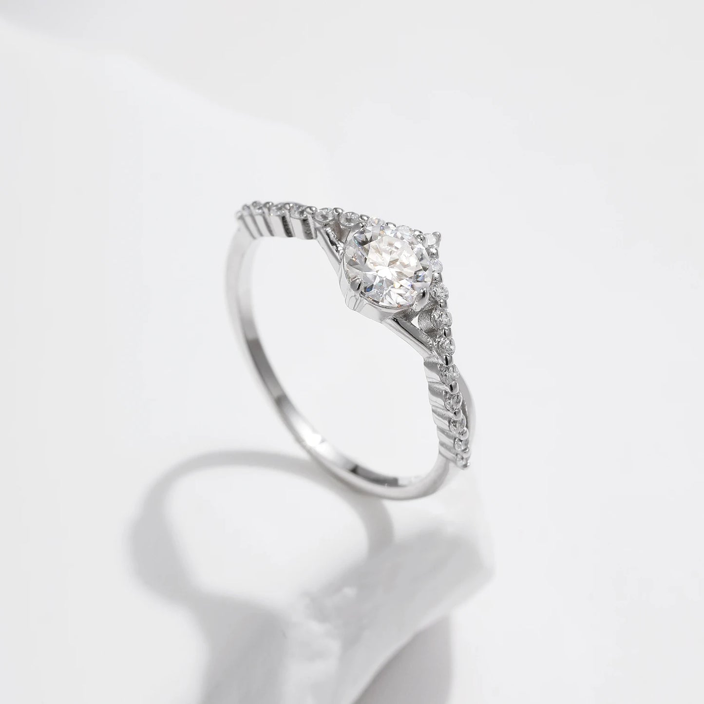 Crown Moissanite Sterling Silver Ring