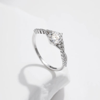 Crown Moissanite Sterling Silver Ring