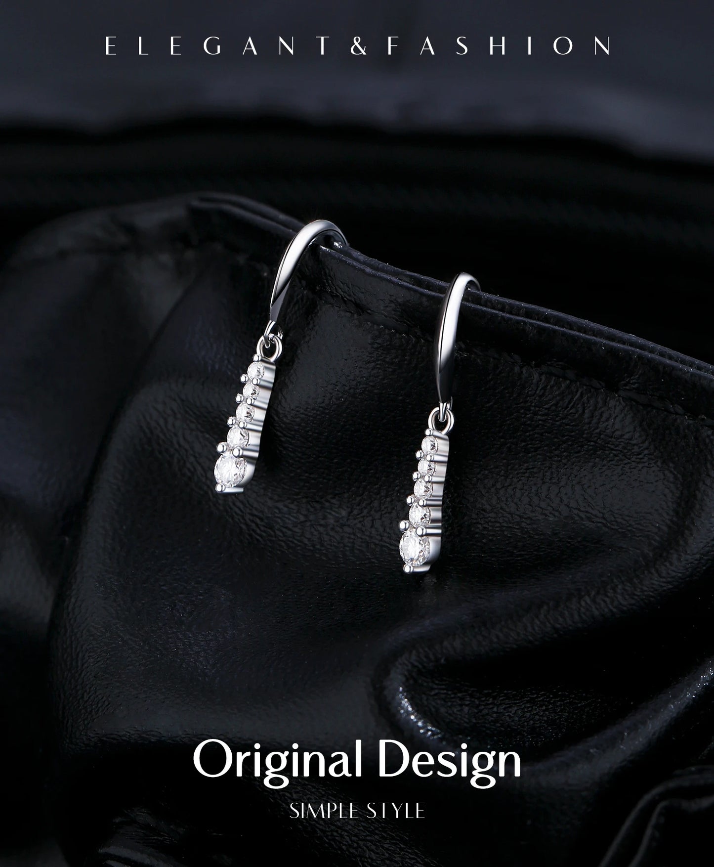 Graduated Moissanite Sterling Silver Drop Earrings