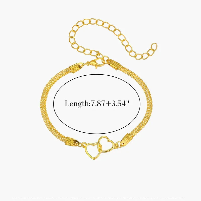 Linked Heart Silver-Tone Anklet