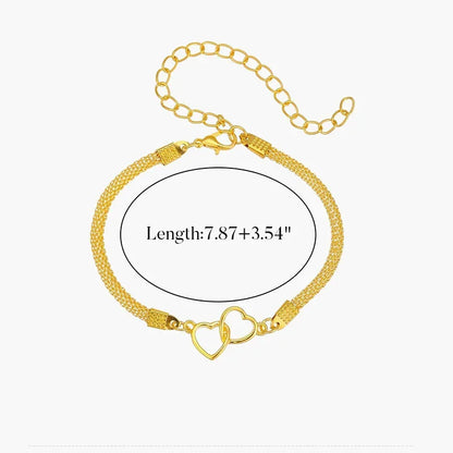 Linked Heart Silver-Tone Anklet