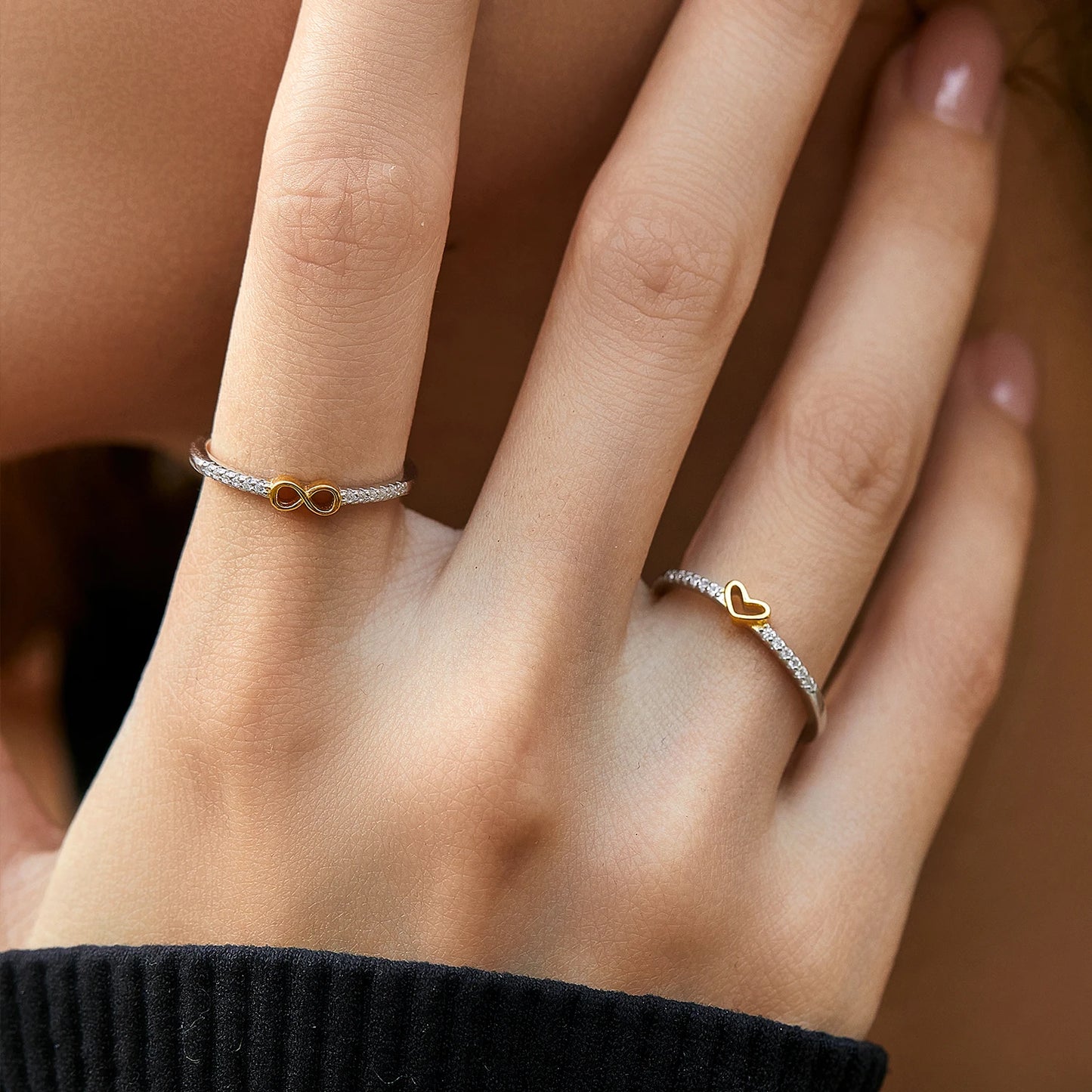 Gold-Tone Heart Pavé Sterling Silver Ring