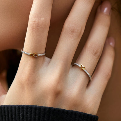 Gold-Tone Heart Pavé Sterling Silver Ring