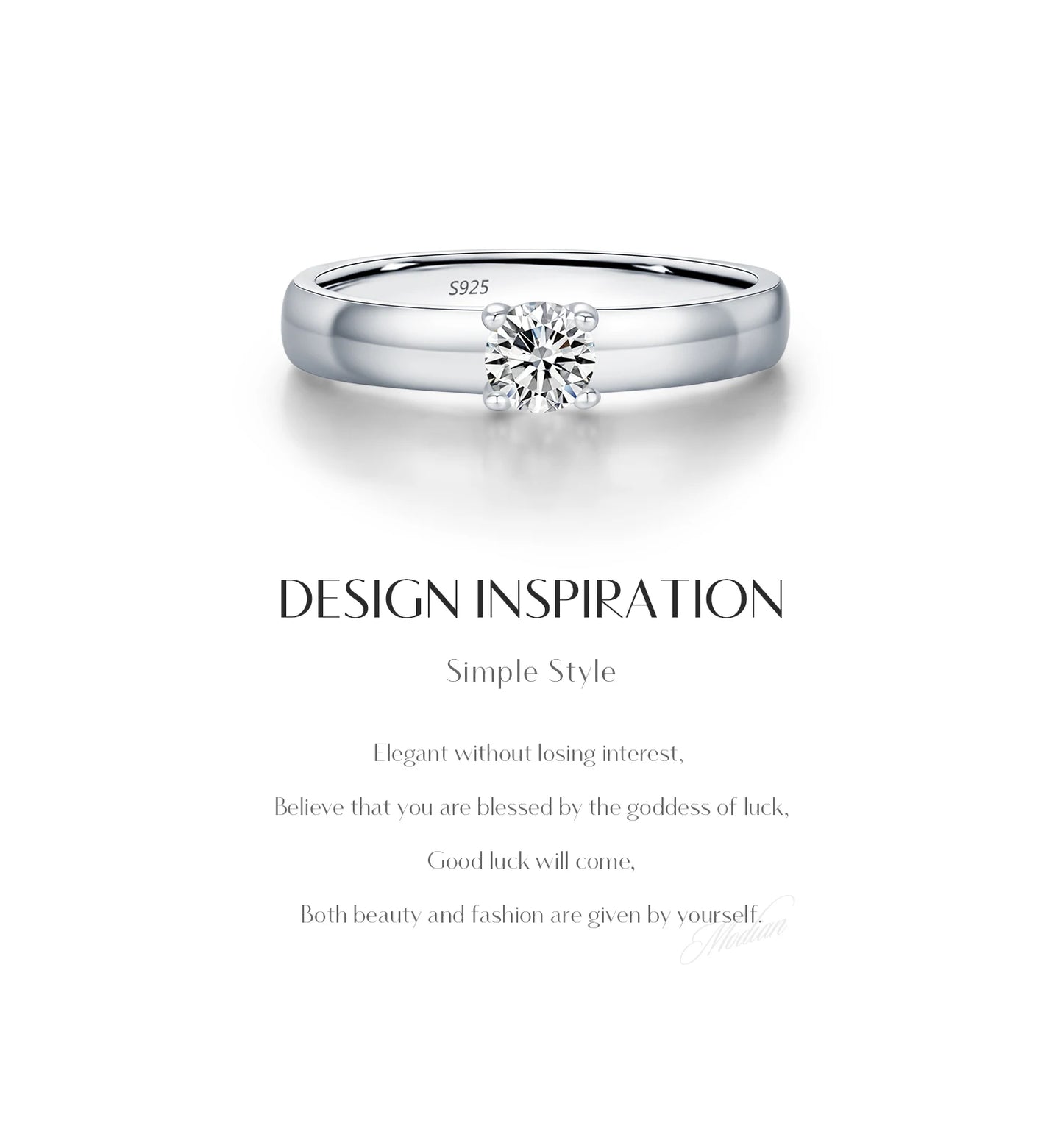 Classic Round Moissanite Sterling Silver Ring