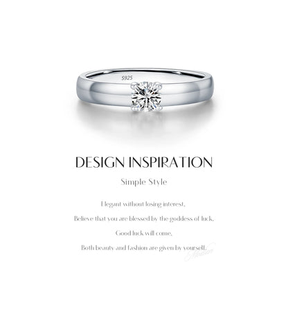 Classic Round Moissanite Sterling Silver Ring