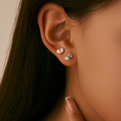 Colorful Heart Sterling Silver Stud Earrings