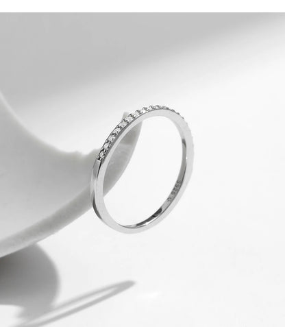 Moissanite Eternity Sterling Silver Band Ring