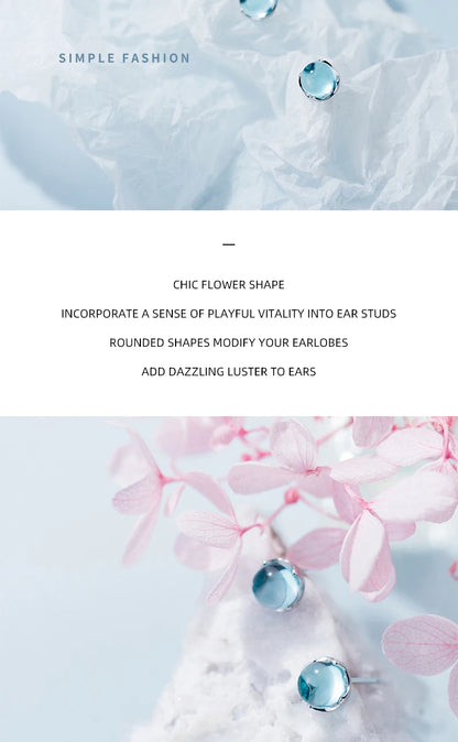 Sky Blue Crystal Sterling Silver Stud Earrings