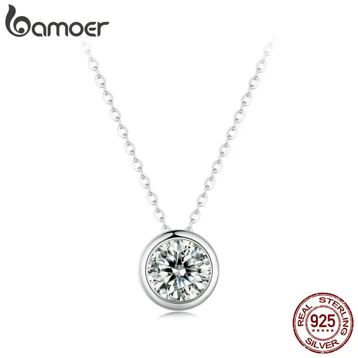 1ct Bezel Moissanite Sterling Silver Pendant Necklace